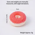 Artificial pink donut model 5cm diameter with white base for home decoration - Pink