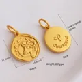 Aries zodiac round pendant in matte gold finish with ram head and courage engraving - Aries - H-11204