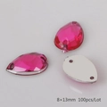 Rose red teardrop acrylic sewing rhinestones with double holes, 8x13mm size for DIY - 8x13mm Rose Red 100pcs/Pack