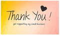 Rainbow gradient Thank You business card with elegant script and support text - 50mm x 90mm / Style B-Yellow Pink Gradient with Exclamation