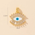 Golden Evil Eye pendant with blue enamel and clear zircon crystals, 2.2cm x 1.8cm size - Gold Evil Eye Trapezoid Zircon Pendant (36)