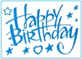 Blue Happy Birthday balloon sticker with stars and heart design for party decor - Birthday 04 / Blue