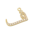 Detailed view of a gold-plated letter J pendant with inlaid clear cubic zirconia crystals - Gold 09