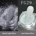 Polvere per unghie laser argento FG29 con effetto riflettente naturale e scintillante - Polvere di Diamante Riflettente FG-29
