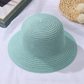 Cappello parasole in paglia verde menta da donna con borsa a tracolla coordinata - Cappello con Bordo Rotondo / 50-52CM / Blu