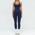 Ensemble de sport bleu marine pour femme avec brassière col V et legging taille haute - S / Haut Et Bas / Débardeur + Pantalon Long / Bleu Marine