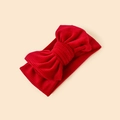 Detailed view of red corduroy bow headband for babies with soft textured fabric - 18.5*8.5cm / Red