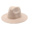 Dettaglio del cappello Fedora in paglia intrecciata con trama beige chiaro di alta qualità - M(56-58cm) / Rosa