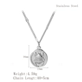 Collana in acciaio inox argento con ciondolo a moneta tonda scarabeo egiziano - Argento