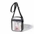 Transparent PVC crossbody bag with black trim and adjustable strap for summer - Black