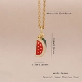 Collier en acier inoxydable doré avec un pendentif mignon en forme de tranche de pastèque - Tranche de Pastèque