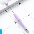 Creative DIY light purple beaded ballpoint pen with retractable metal rod and sleek design - Macaron Light Purple