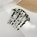 Minimalist black and white floral acetate 6-tooth hair comb with elegant vintage texture - Black and White Mix