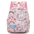 Zaino rosa con unicorno e arcobaleni per bambini con spallacci regolabili e tasche - Unicorno Rosa Arcobaleno