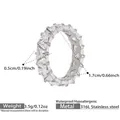 Anello in acciaio inossidabile 316L argento con zirconi triangolari, stile elegante - Argento Zircone Bianco