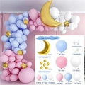 119pcs Moon and Stars Balloon Arch Kit with Macaron Pink Blue and Gold Foil Balloons - Moon and Stars Theme Style (Set 021)