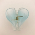 Transparent light blue heart-shaped hair claw clip with durable metal spring - Blue