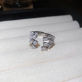 Detailed close-up of multilayer pearl ring with zircon accents in a velvet jewelry box - 2# Silver-Multi-Pearl Teardrop Zirconia