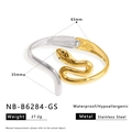 Two-tone snake bangle in gold and silver stainless steel with green gemstone eyes - Gold Silver Two-tone Snake (NB-B6284-GS)