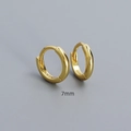 Minimalist 7mm gold-plated S925 sterling silver hoop earrings for geometric layering - 7mm Gold
