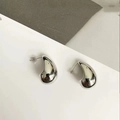 Minimalist teardrop stud earrings featuring a high-polished metallic silver finish - E1437-Silver Hollow (2.0*1.5cm)