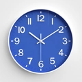 Modern 12-inch silent wall clock with navy blue dial and white 3D Arabic numerals - Blue