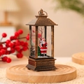 Vintage bronze Christmas lantern with Santa Claus and tree scene, decorative LED light - No Water Bronze Santa Claus