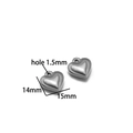 Polished silver stainless steel heart pendant charms for DIY jewelry 14mm by 15mm - Silver Heart 12