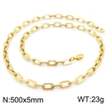 Elegant gold titanium steel geometric oval link necklace for women size 500x5mm - Style B Gold Necklace 50cm (KN228651-Z)