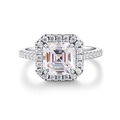 Classic S925 silver ring featuring emerald-cut cubic zirconia and micro-pave setting - US 5 / Asscher Cut (MS010)