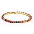 Pulsera tennis bañada en oro de 18K con circonitas de colores pera y cierre plegable - Oro de 18K / Dorado