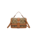 Chic monogrammed small square bag in brown and tan contrast with gold buckle hardware - Brown Monogram / Brown