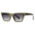 Olive green translucent cat-eye sunglasses with dark grey gradient lenses for women - C5 Gray Frame Gray Lens
