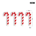 4er-Set rot-weiß gestreifte Weihnachts-Zuckerstangen Anhänger 5cm für den Tannenbaum - 5cm Stock mit Ring