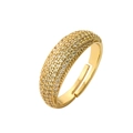 Verstellbarer goldener Ring mit mehrreihigen Kristallen und funkelnden Zirkonia-Akzenten - Einstellbar Offen / Weiß