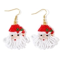 Handgefertigte Weihnachtsmann Perlenohrringe mit roten Mützen und goldenen Haken - Weihnachtsmann Köpfe Stil
