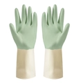 Green and beige household gloves with non-slip texture for cleaning and washing - S / Light Green