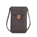 Women's dark gray leather touch screen mobile phone crossbody bag with rose gold lock - Dark Gray