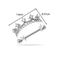 Piercing téton couronne argentée avec zircons clairs et dimensions de 1,6cm - Style Couronne (2615-1#) / Argenté