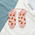 Pink low cut boat socks with cute watermelon print made of soft breathable cotton - Pink Watermelon