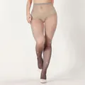 Sparkling rhinestone gradient fishnet tights for women featuring a skin-to-black fade - Crotchless / Black Grey Gradient