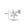 Silver flower cartilage piercing stud with tiny clear zircons and 0.73cm width - Three-Gem Flower (0186-3# Silver)