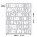Detailed size chart of 1-inch alphabet stickers showing overall 19.3cm x 22.9cm dimensions - 1 Inch 26 Letters / White