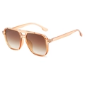 Amber pilot sunglasses with brown gradient lenses and classic double bridge frame - Transparent Tea Frame Tea Lens