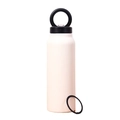 Pale pink insulated stainless steel sports bottle with a black magnetic ring lid and seal - 24oz / With Straw / Milky White