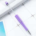 DIY purple beaded ballpoint pen with retractable metal pointer for creative office work - Violet
