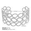 Silver hollow bamboo design open bangle in stainless steel with 67mm inner diameter - Adjustable Open Style / Hollow Oval Silver (SZ164)
