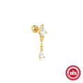 Golden S925 sterling silver evil eye stud earring with marquise opal and zircon - Gold #11