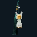 Verawood rabbit monk hollow diffuser pendant with green tassel and decorative beads - Luminous Wishing Rabbit Style (3) / Approx. 6.3*2.3cm / Without Scent Beads