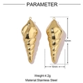 Detailed specs of gold conch pendant in stainless steel with 42mm height and 4.2g weight - Gold Conch-VG508